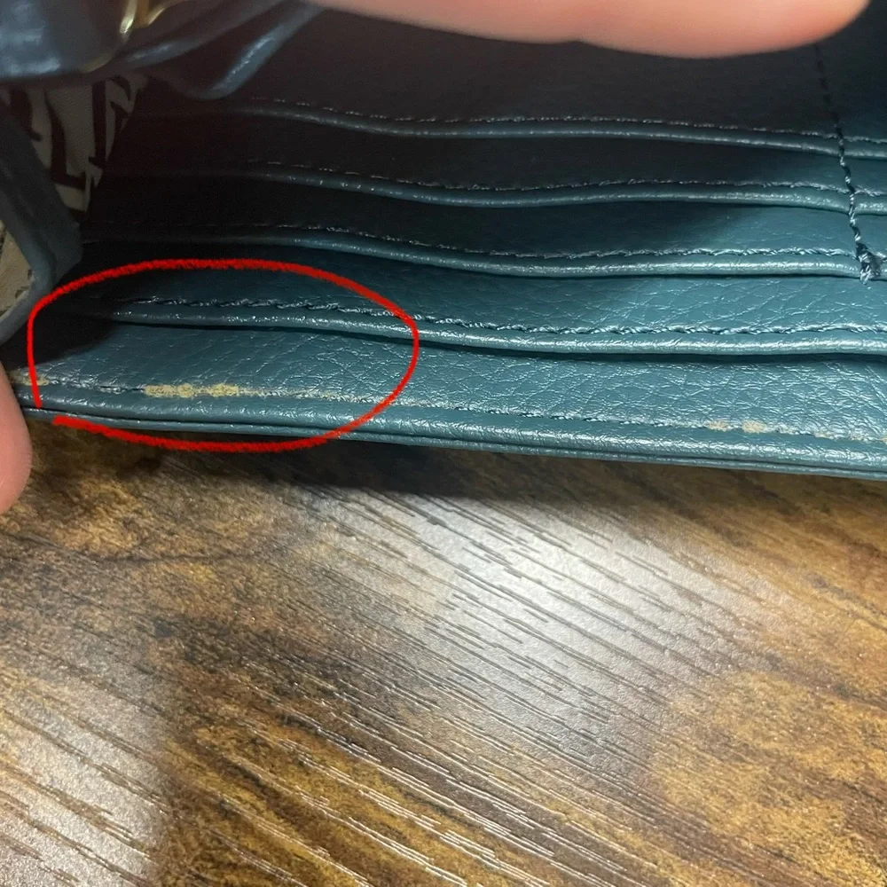 Tignanello Deep Teal Green Pebbled Leather Small Wallet Bag